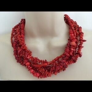 ICervoni Creations Red Coral Statement Necklace